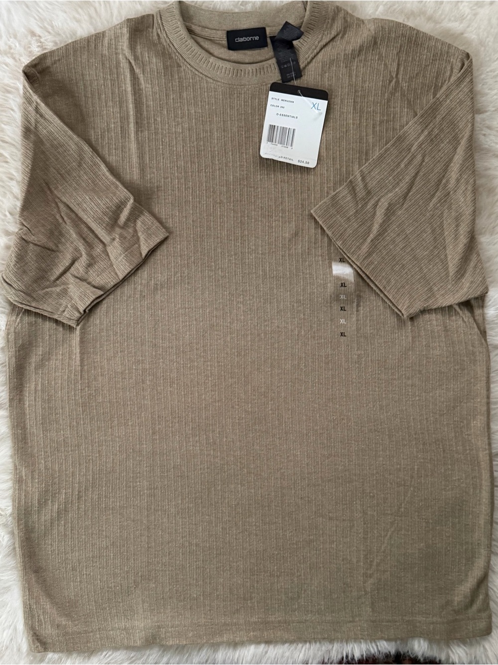 Claiborne O-Essentials short-sleeve ribbed knit shirt/sweater Men’s size XL NWT